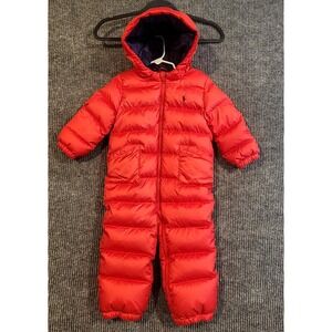 Ralph Lauren Puffer Jacket/Bunting w/Down 24mos Red Navy Blue One Piece-EUC!